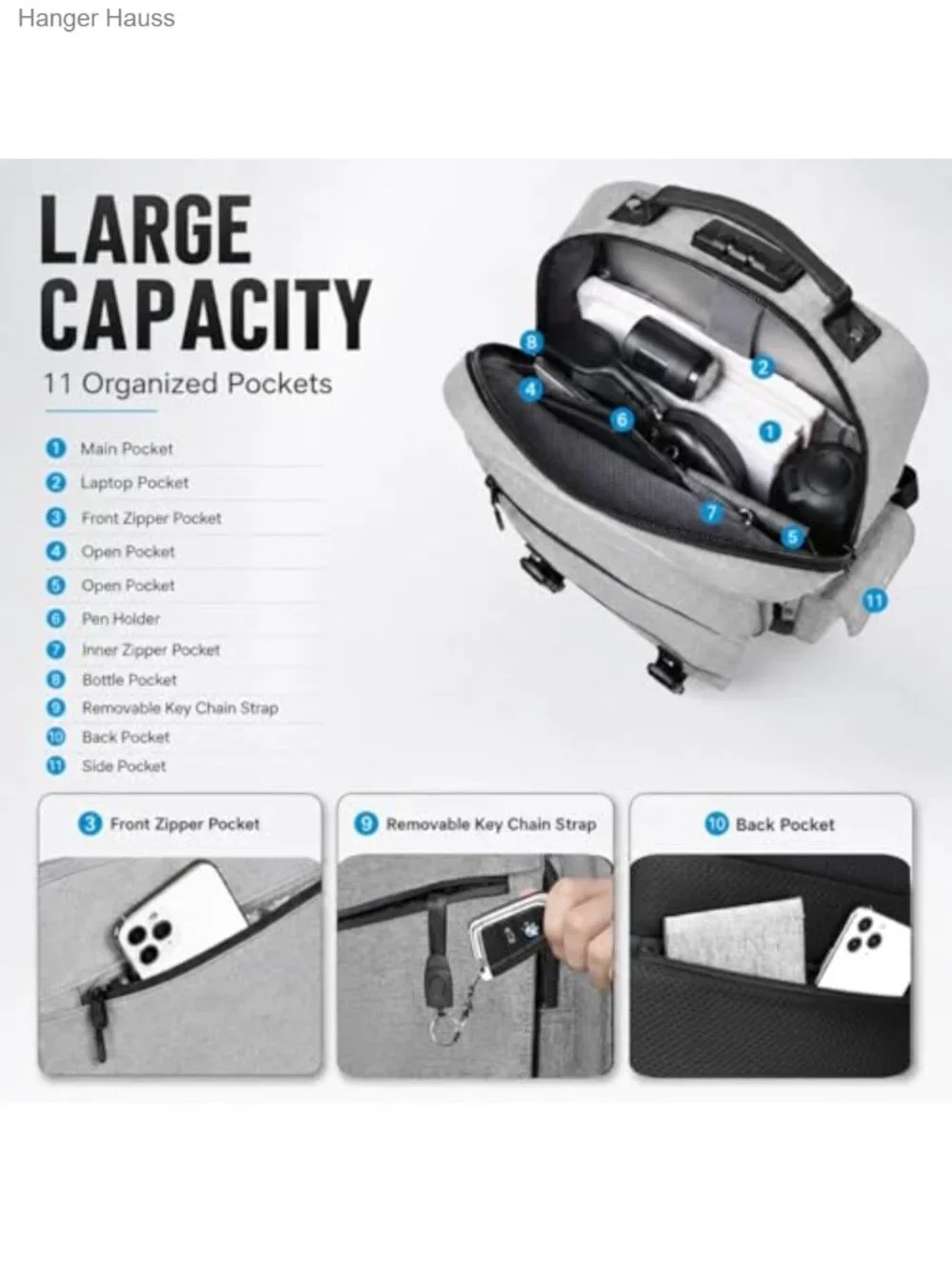 Large Capacity Anti Theft Sling Bag Crossbody for Men Fits 15.6